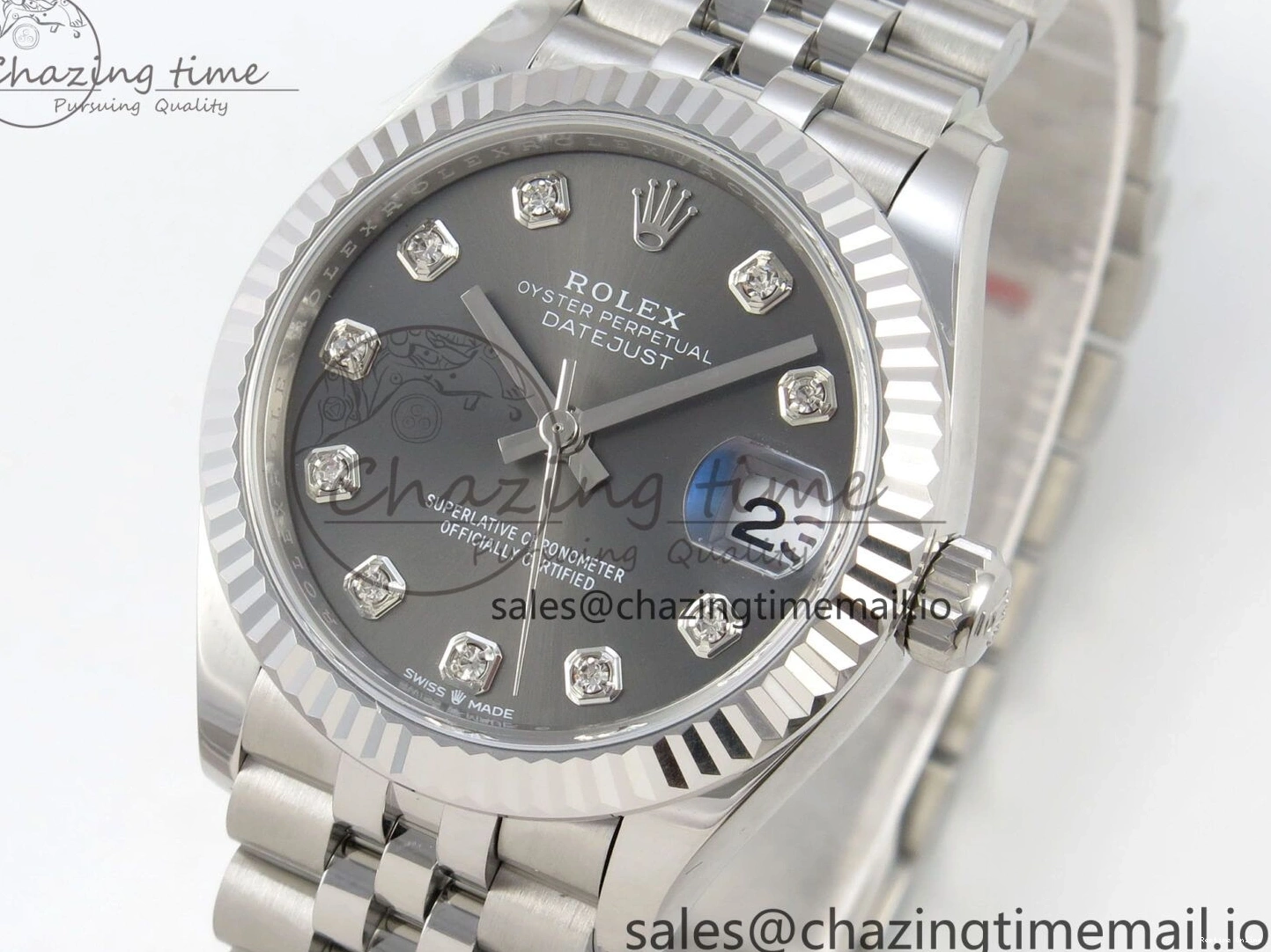 0228 Popular DateJust 31 278274 THBF 1:1 Best Edition 904L Steel Gray Diamond Dial on SS Jubilee Bracelet HZ Cal. 5